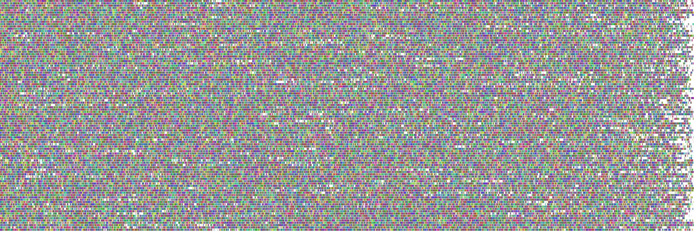 The optimal schedule of instance 5: 100 machine rows packed with 100,000 colored operations